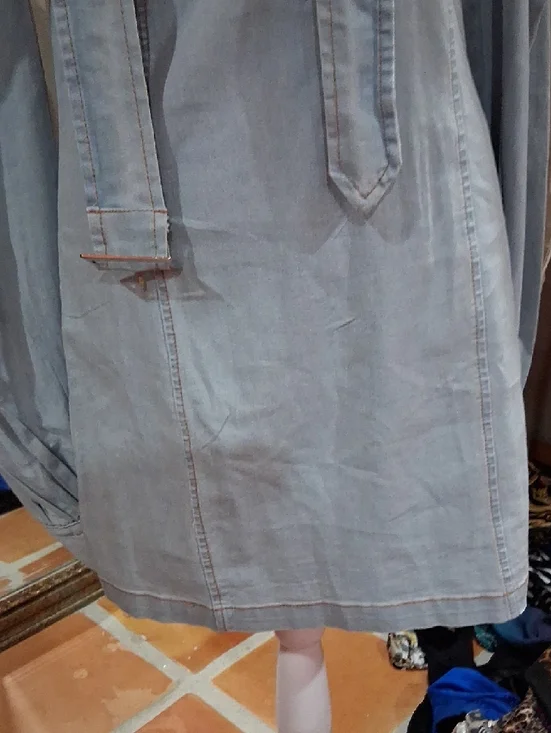 Light Blue Puff-Sleeve Mini Dress with Sash - Picture 2 of 4